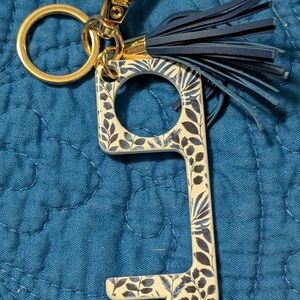 Floral Blue and Gold Keychain Accessory (New)